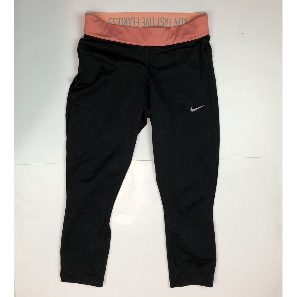 NIKE Dri-Fit Flip Waist Relay Crop Capri Run Fast Live Fearless Orange XS G6
